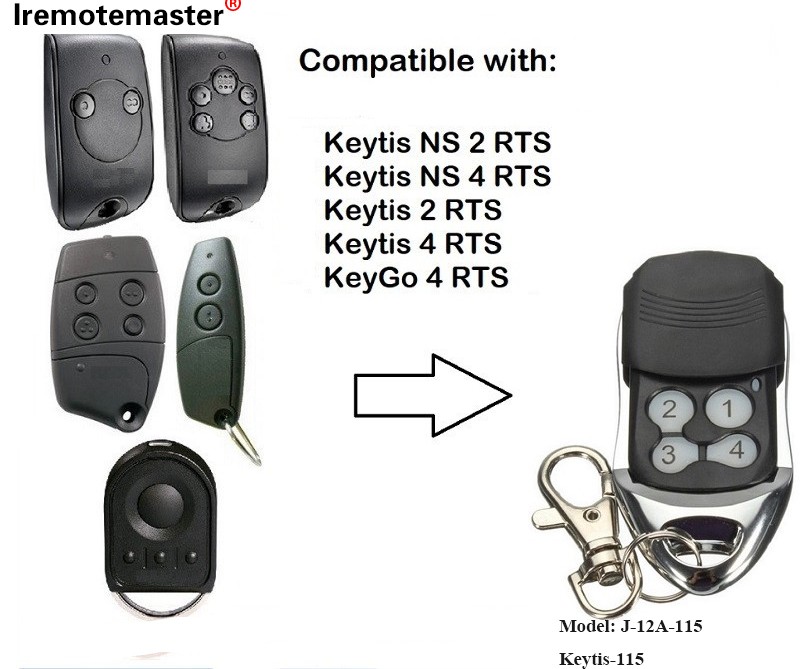 Ar gyfer Keytis NS 2 RTS Keytis NS 4 Rheolaeth Anghysbell Drws Garej RTS 433.42MHz